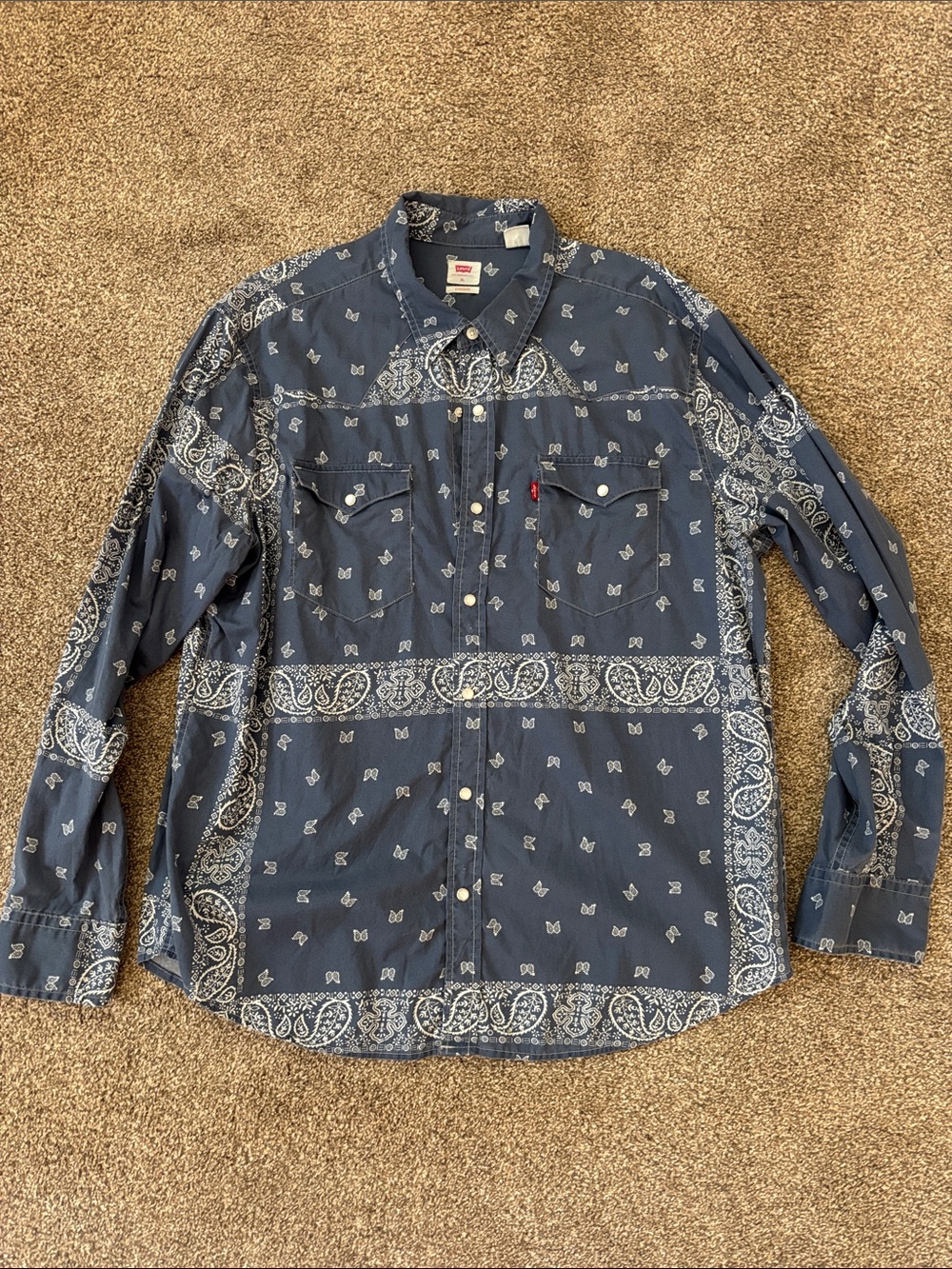 Levi's Navy Blue Bandana Print Button-Down Shirt